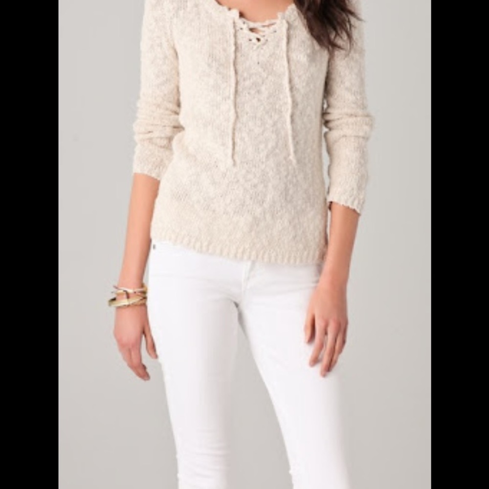 Splendid Denali lace up slub sweater black large